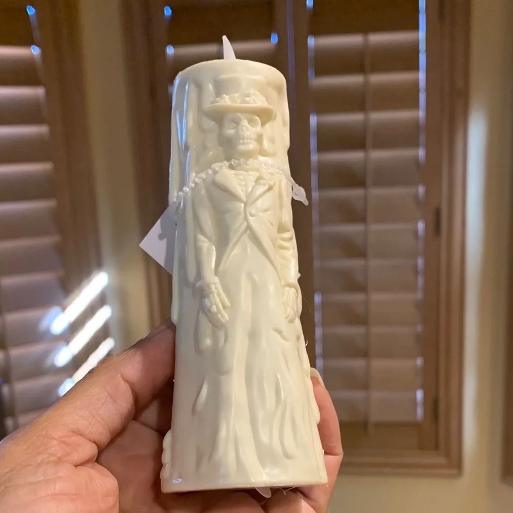 Vampira Silver Photo Frame w Black Skull Mug & cream Candle Halloween decor - Picture 11 of 16